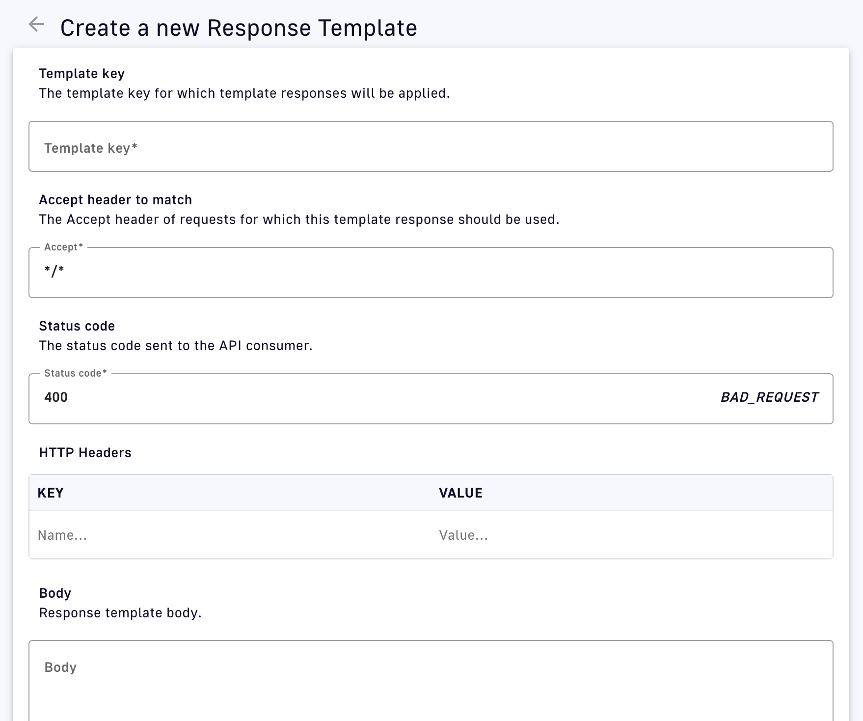 Configure a new response template